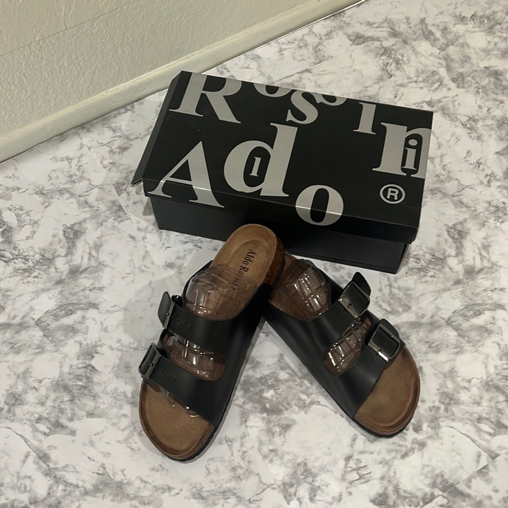 ALDO ROSSINI Men’s Black Bona-2 Sandal Size 11 New In Box